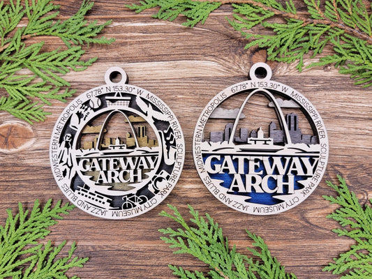 Gateway Arch National Park Ornaments | Handcrafted | Wooden | Laser-Cut | Gift