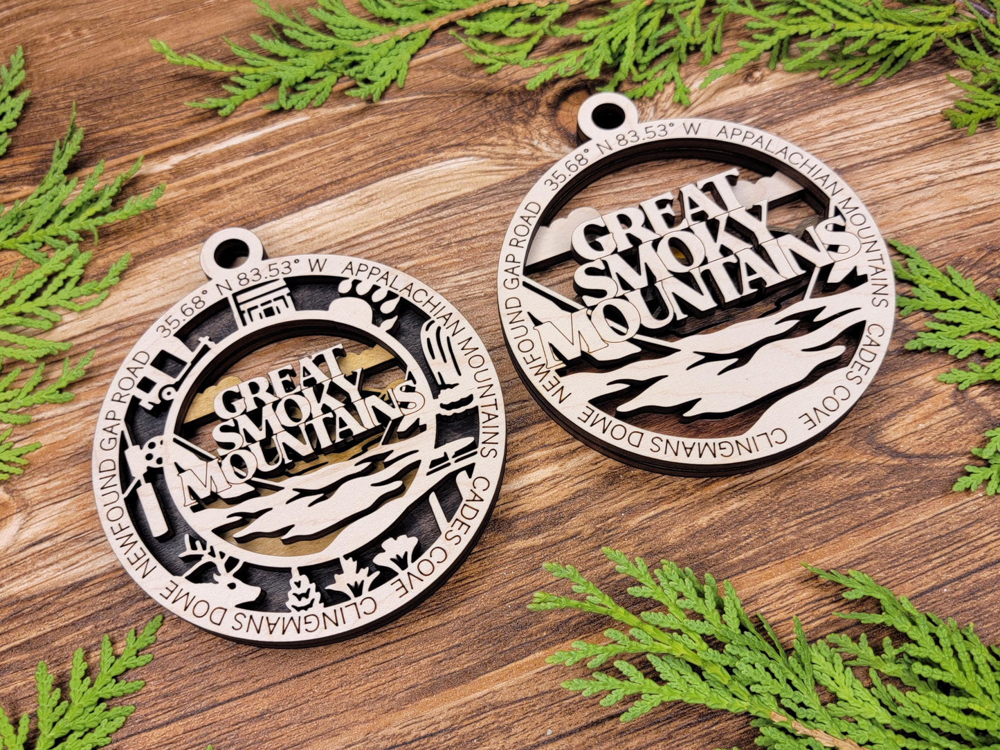 Great Smoky Mountains National Park Ornaments | Handcrafted | Wooden | Laser-Cut | Gift