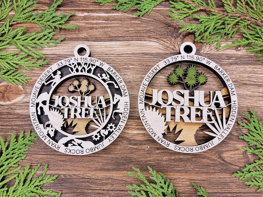 Joshua Tree National Park Ornaments | Handcrafted | Wooden | Laser-Cut | Gift
