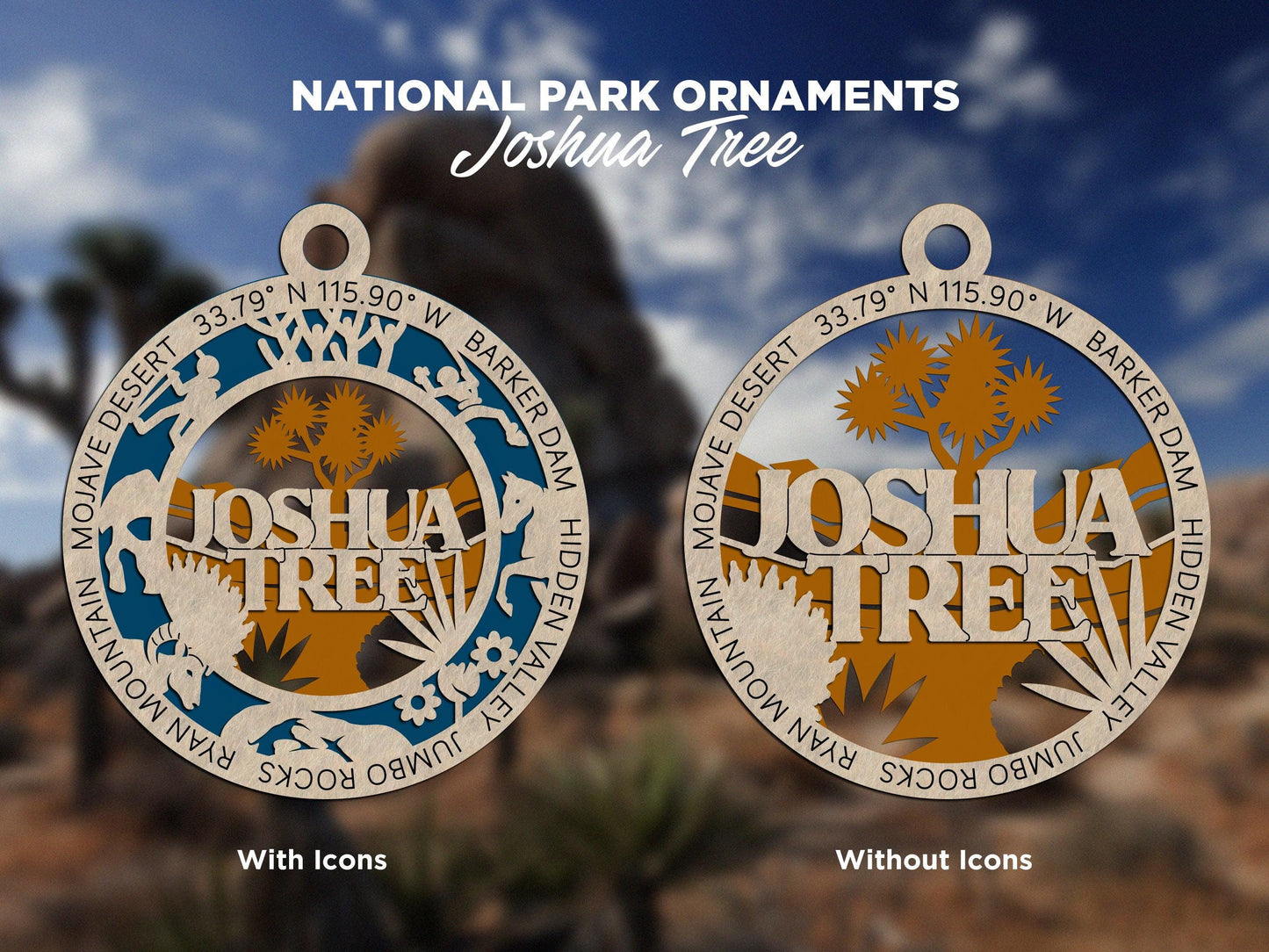 Joshua Tree National Park Ornaments | Handcrafted | Wooden | Laser-Cut | Gift