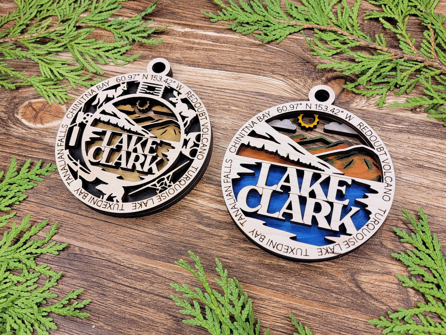 Lake Clark National Park Ornaments | Handcrafted | Wooden | Laser-Cut | Gift