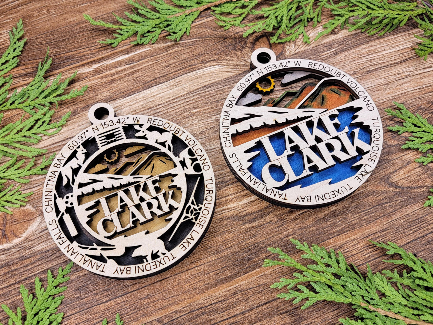 Lake Clark National Park Ornaments | Handcrafted | Wooden | Laser-Cut | Gift