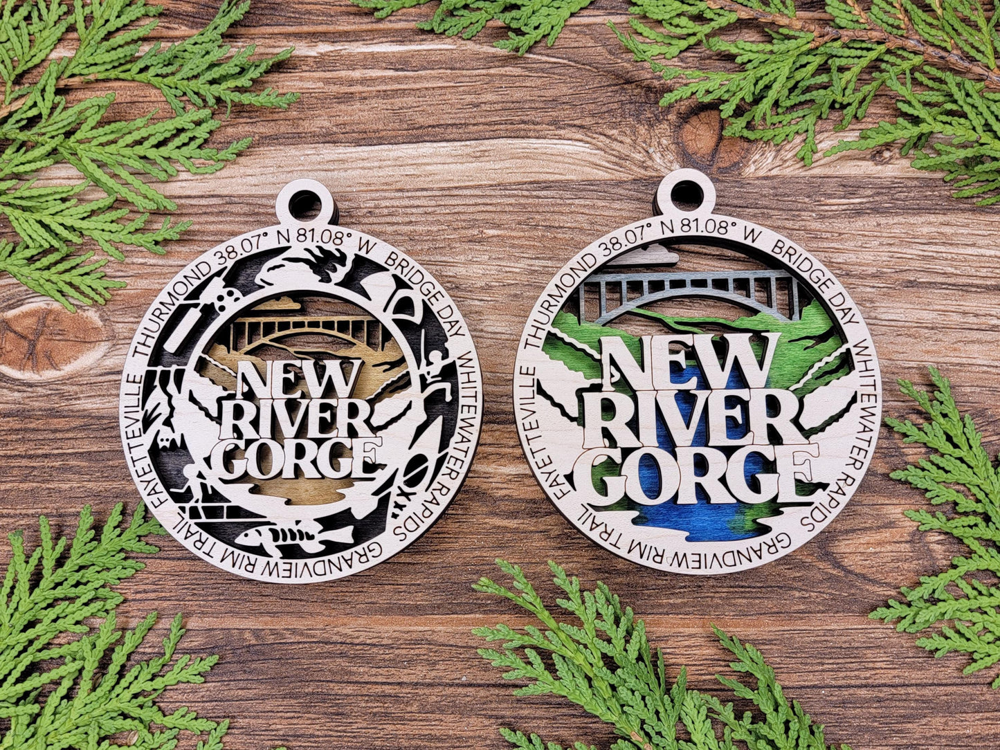 New River Gorge National Park Ornaments | Handcrafted | Wooden | Laser-Cut | Gift