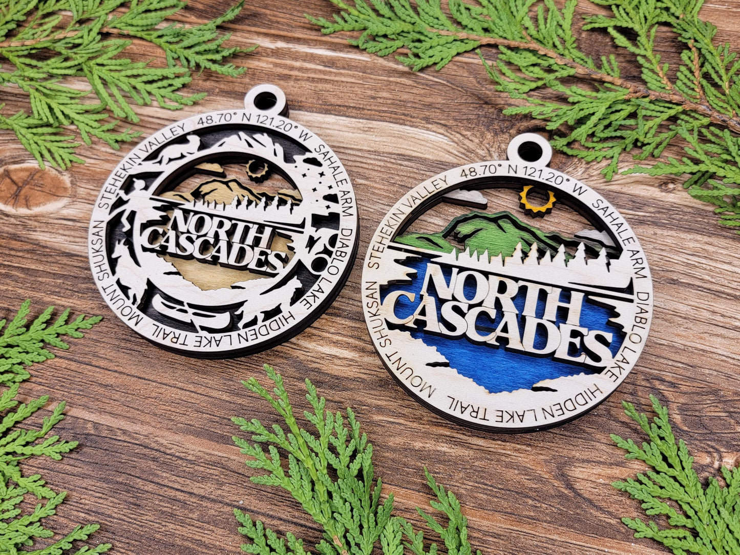 North Cascades National Park Ornaments | Handcrafted | Wooden | Laser-Cut | Gift