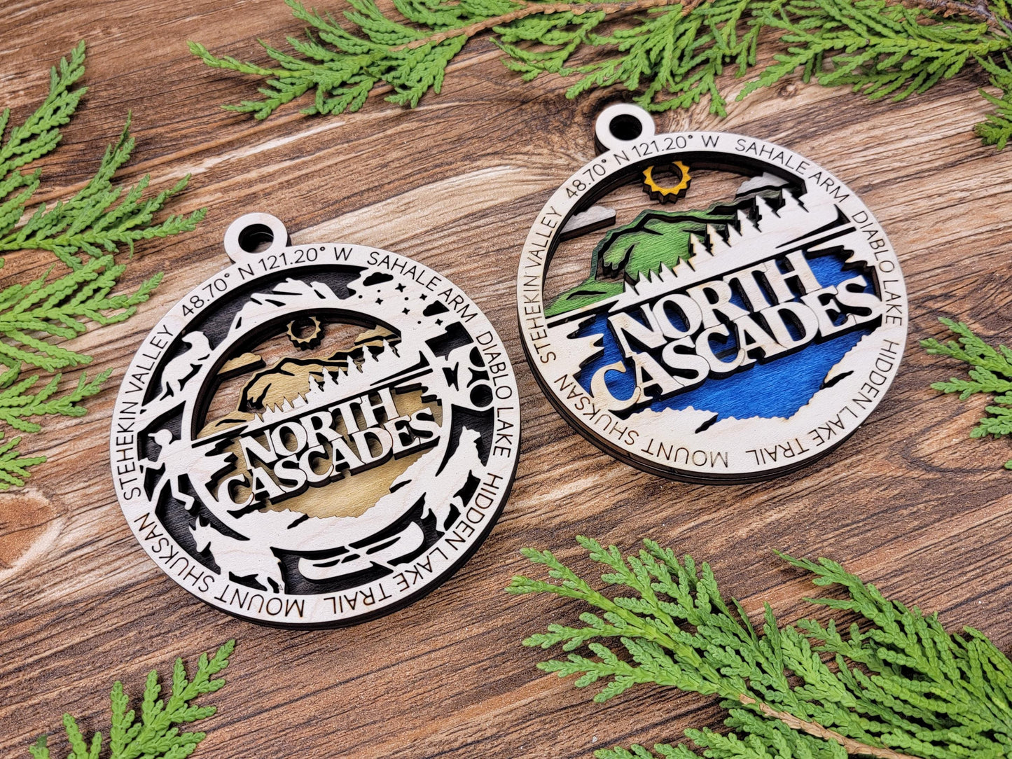 North Cascades National Park Ornaments | Handcrafted | Wooden | Laser-Cut | Gift