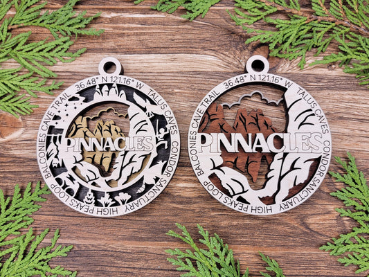 Pinnacles National Park Ornaments | Handcrafted | Wooden | Laser-Cut | Gift