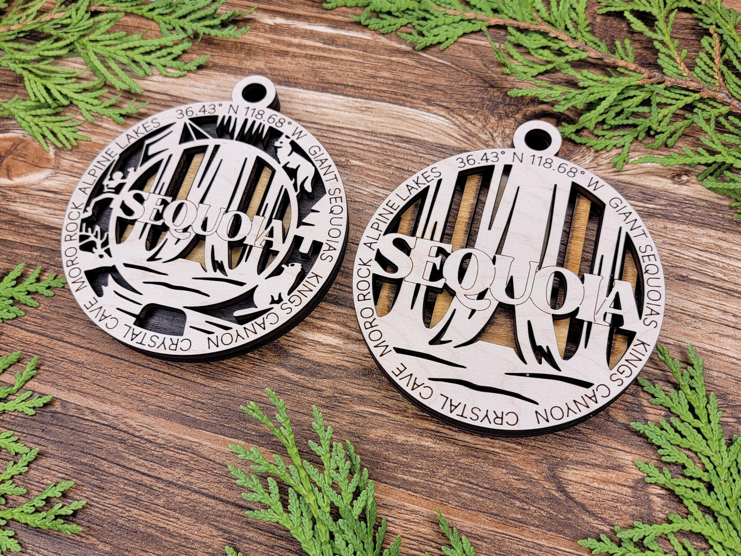 Sequoia National Park Ornaments | Handcrafted | Wooden | Laser-Cut | Gift