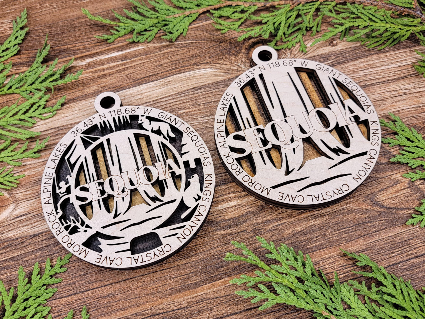Sequoia National Park Ornaments | Handcrafted | Wooden | Laser-Cut | Gift