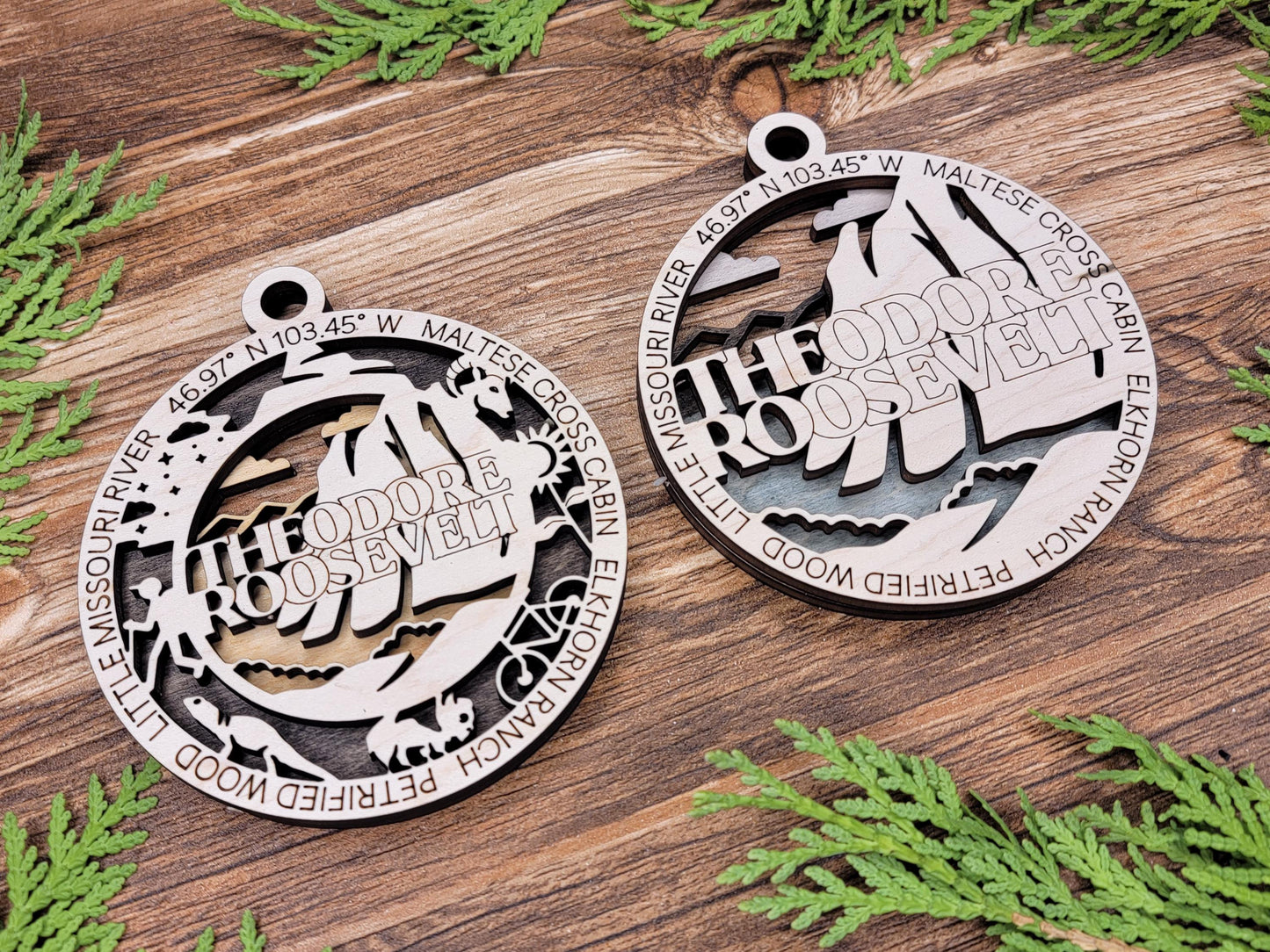 Theodore Roosevelt National Park Ornaments | Handcrafted | Wooden | Laser-Cut | Gift