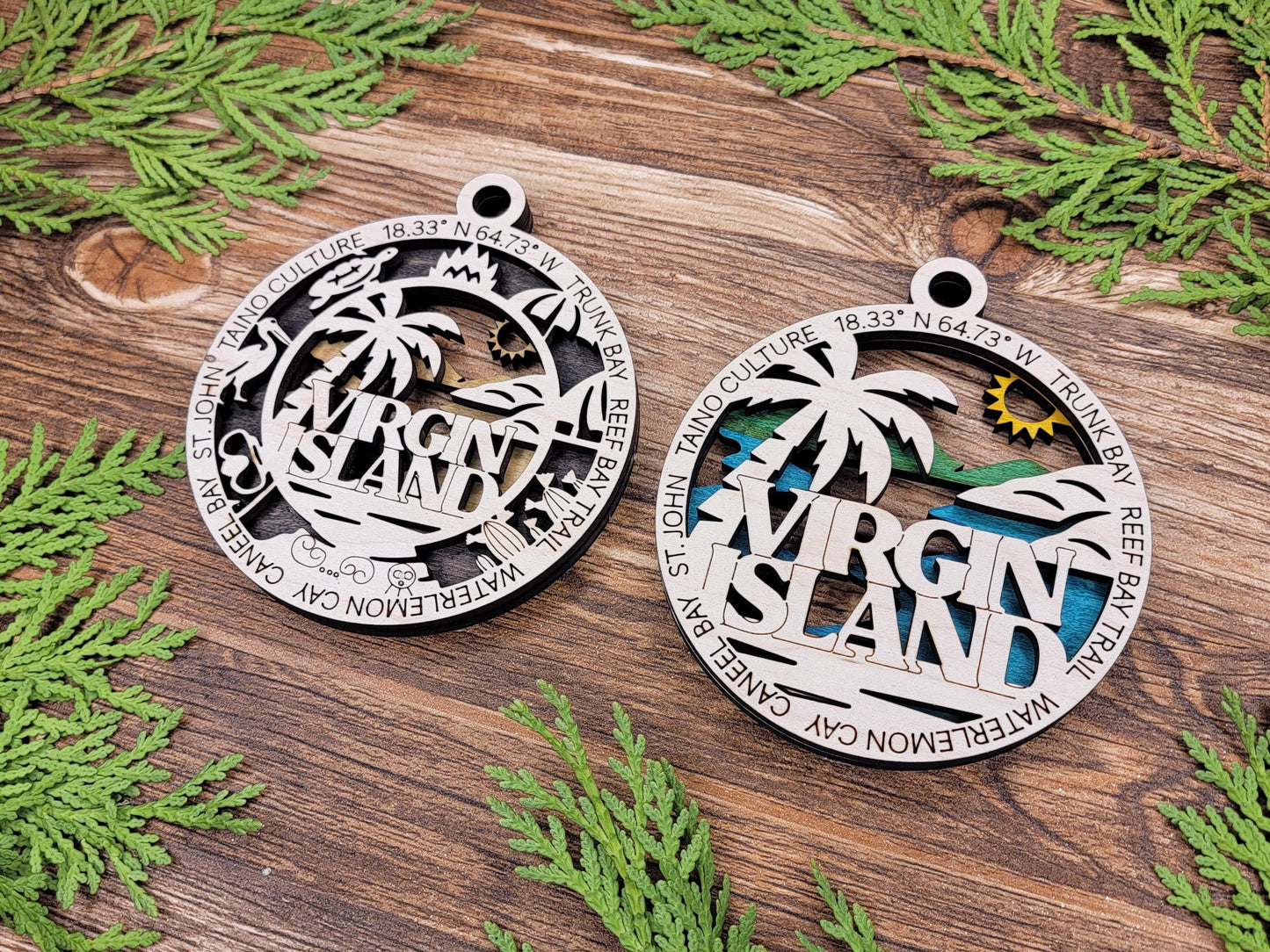 Virgin Islands National Park Ornaments | Handcrafted | Wooden | Laser-Cut | Gift