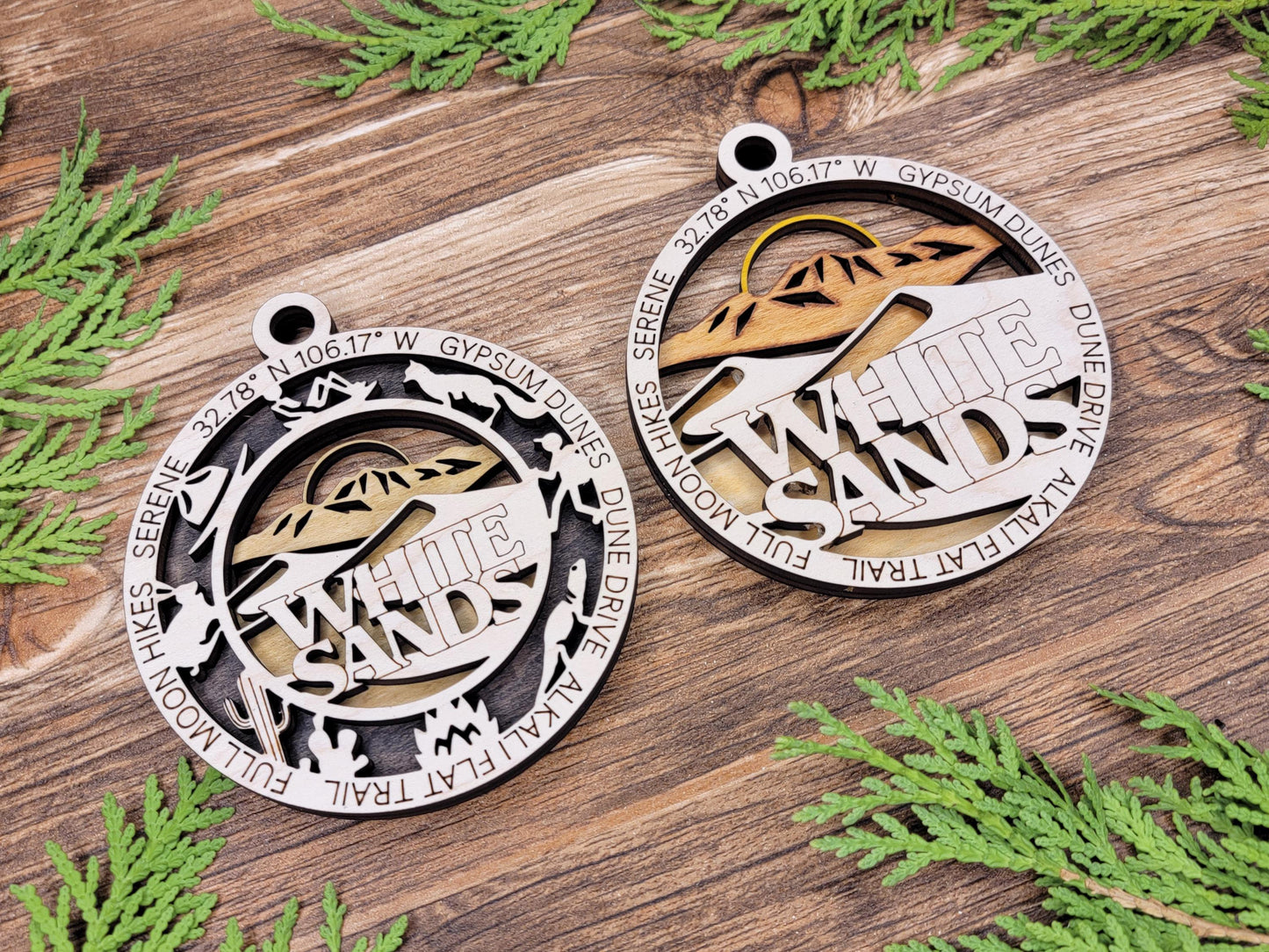 White Sands National Park Ornaments | Handcrafted | Wooden | Laser-Cut | Gift