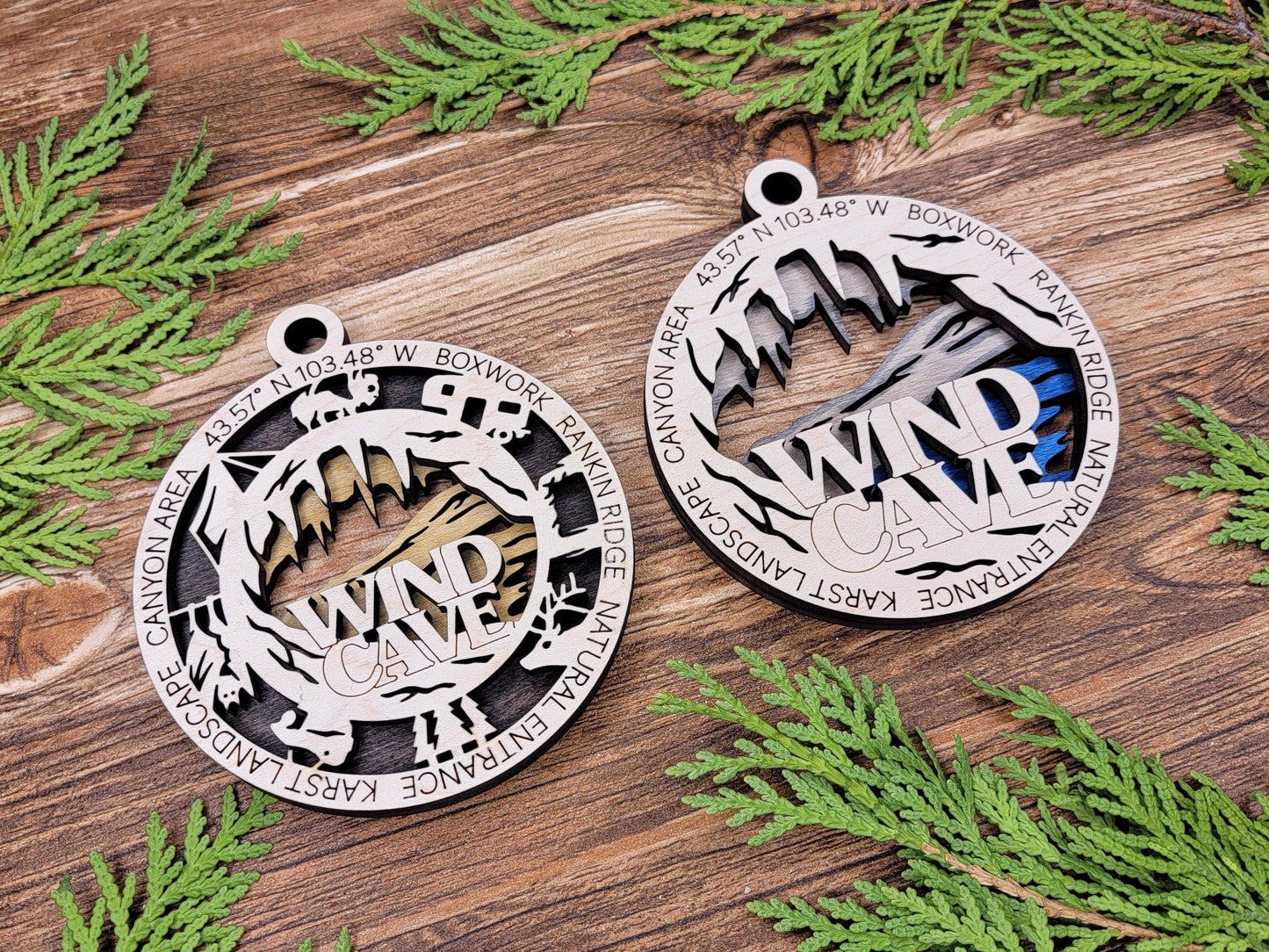 Wind Cave National Park Ornaments | Handcrafted | Wooden | Laser-Cut | Gift