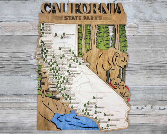 California State Parks Map | Wooden, Rustic, Unique, Handmade, Home Decor, Wall Art, Wall Hanging, Wooden, Laser Cut
