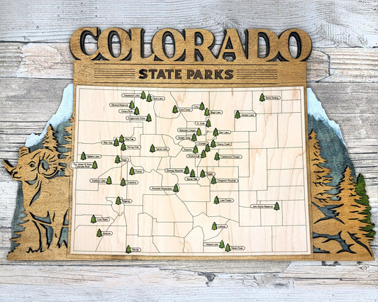 Colorado State Parks Map | Wooden, Rustic, Unique, Handmade, Home Decor, Wall Art, Wall Hanging, Wooden, Laser Cut