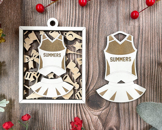 Cheer | Cheerleading | Cheerleader Jersey Personalized Ornaments | Handcrafted | Wooden | Laser-Cut | Gift