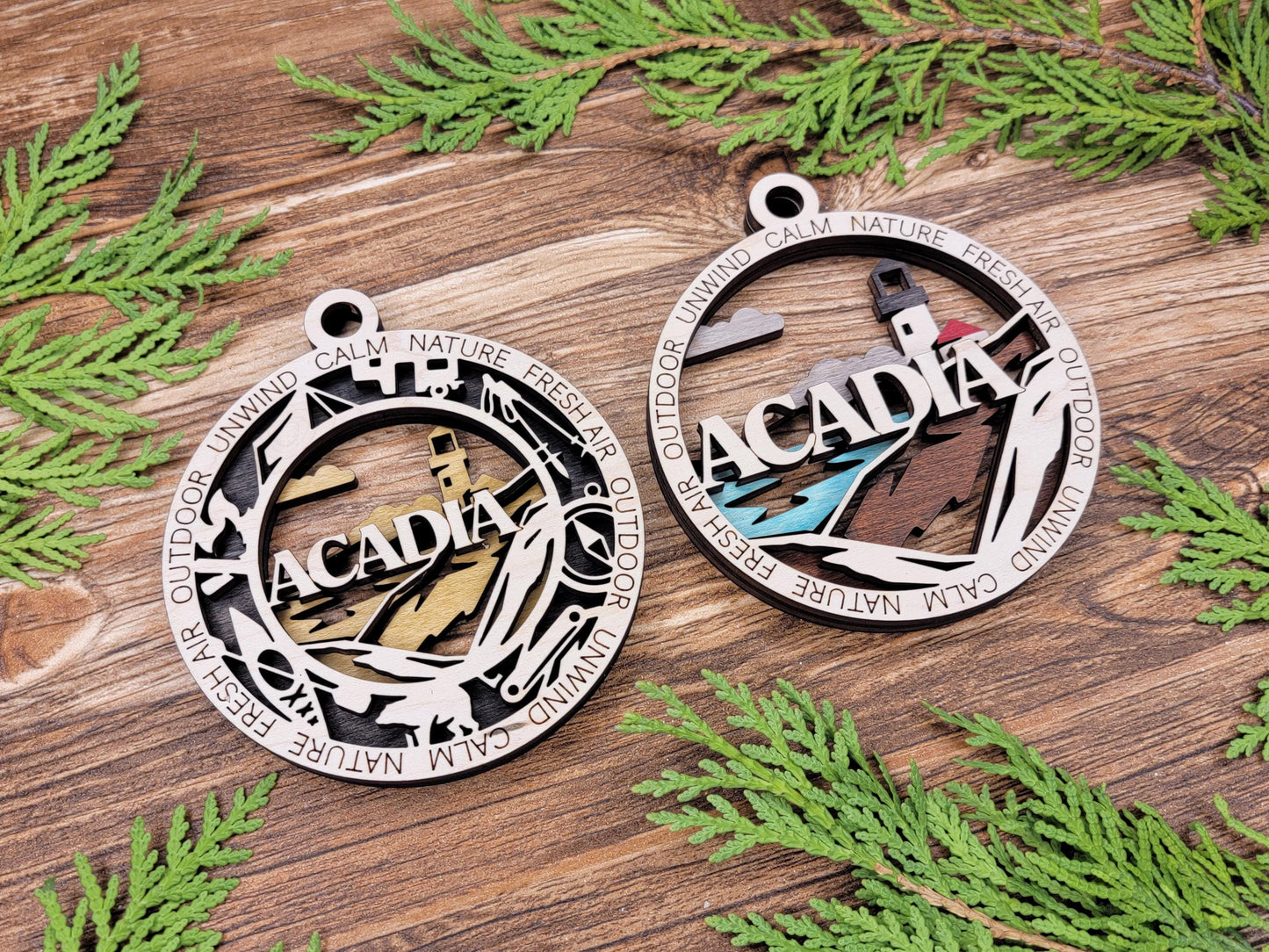Acadia National Park Ornaments | Handcrafted | Wooden | Laser-Cut | Gift