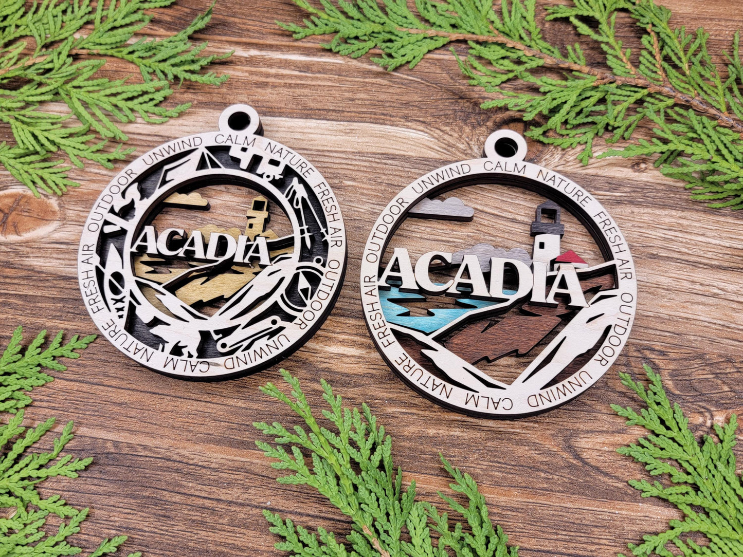 Acadia National Park Ornaments | Handcrafted | Wooden | Laser-Cut | Gift