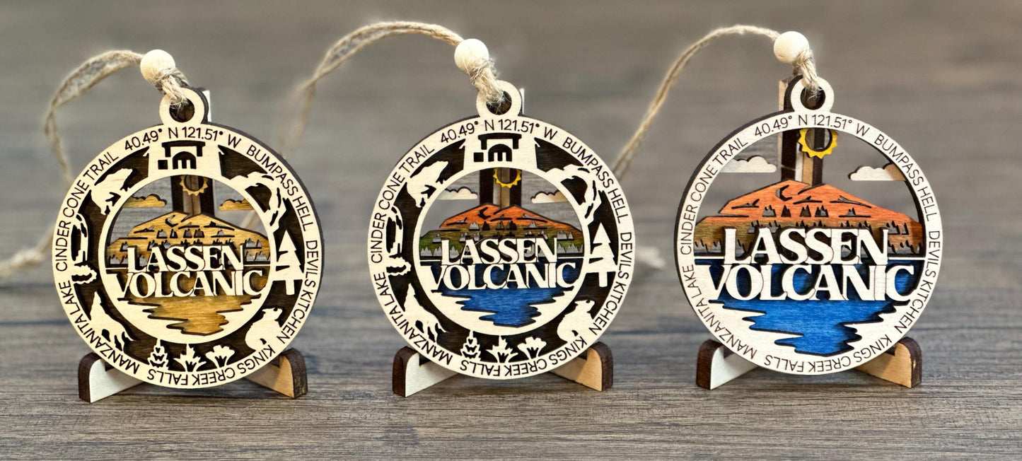 Lassen Volcanic National Park Ornaments | Handcrafted | Wooden | Laser-Cut | Gift